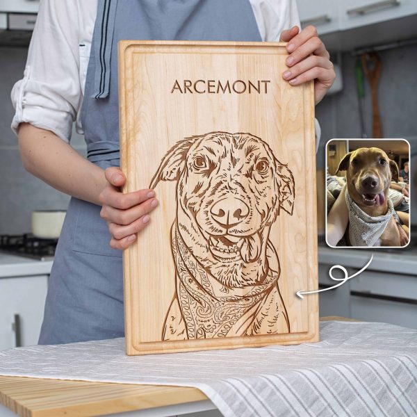 Personalized Cutting Board with Dog or Pet Portrait