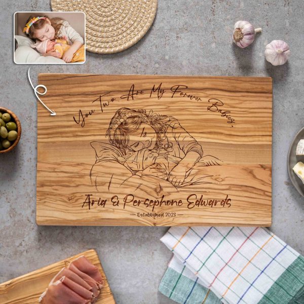 Custom Engraved Cutting Board with Photo Drawing