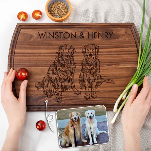 Custom Dog Cutting Board with Pet Portrait and Name