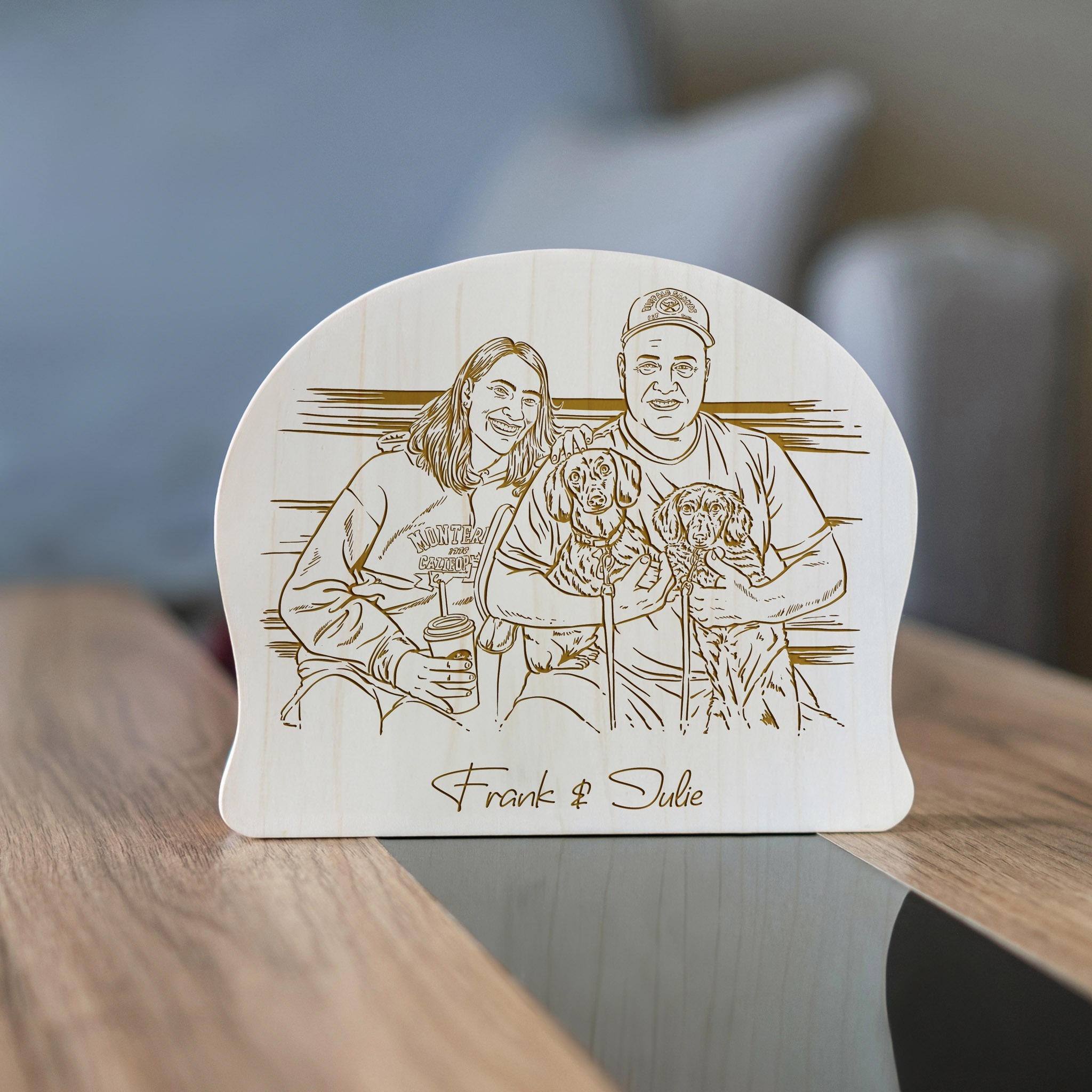 Custom Engraved Pet Portrait Maple Plaque