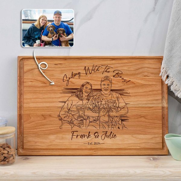 Custom Engraved Cutting Board with Photo Drawing