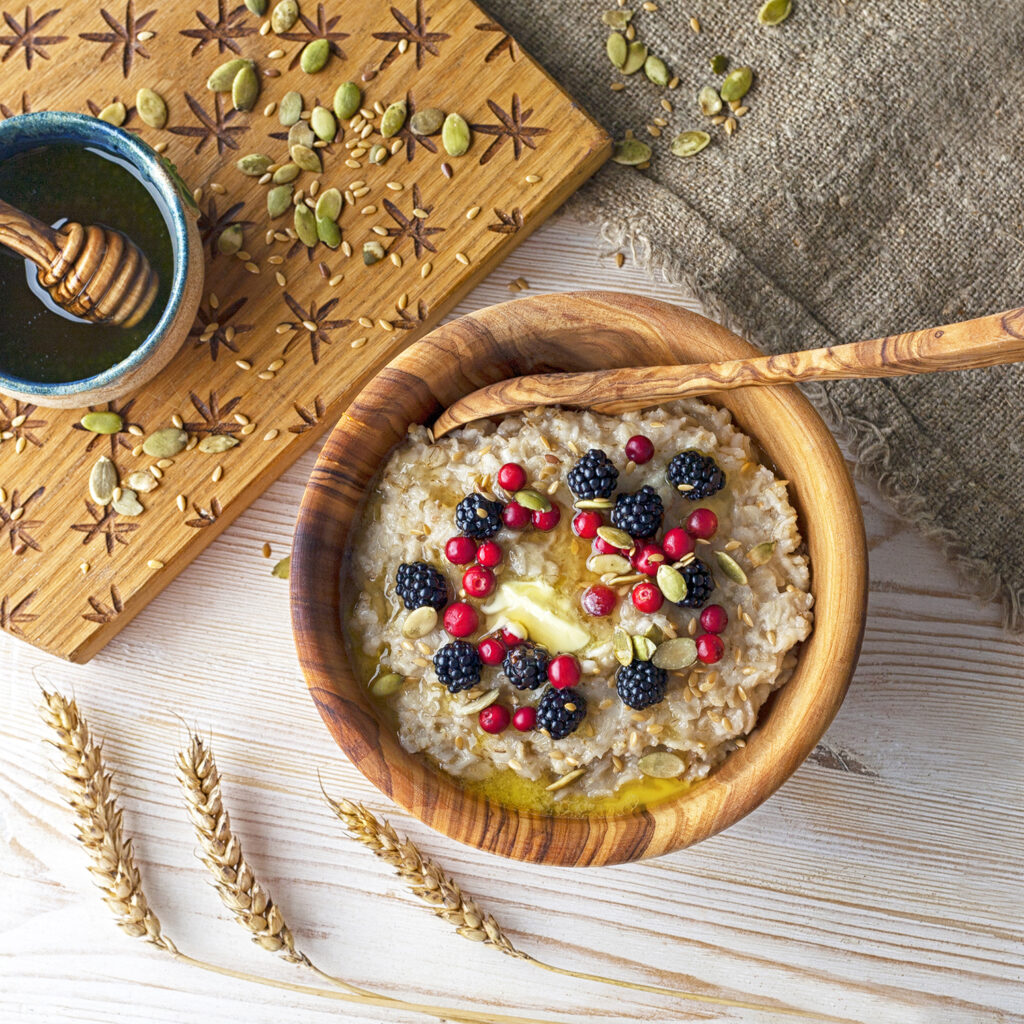 wooden snack bowl and matching spoons