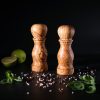 A salt and pepper shakers with pepper and spices.