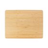 Rectangular bamboo cutting board isolated on a white background.