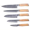 Damascus Steel Knife Set with Olive Wood Handles
