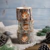 Personalized Rustic Memorial Candle Holder with Bark