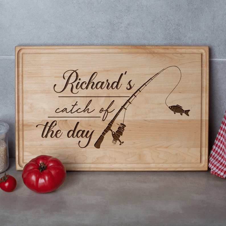 Richard's catch of the day Maple Wood Cutting Board