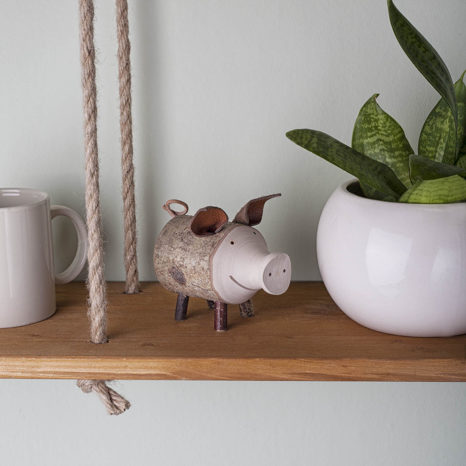 Handmade Wooden Pig Figurine
