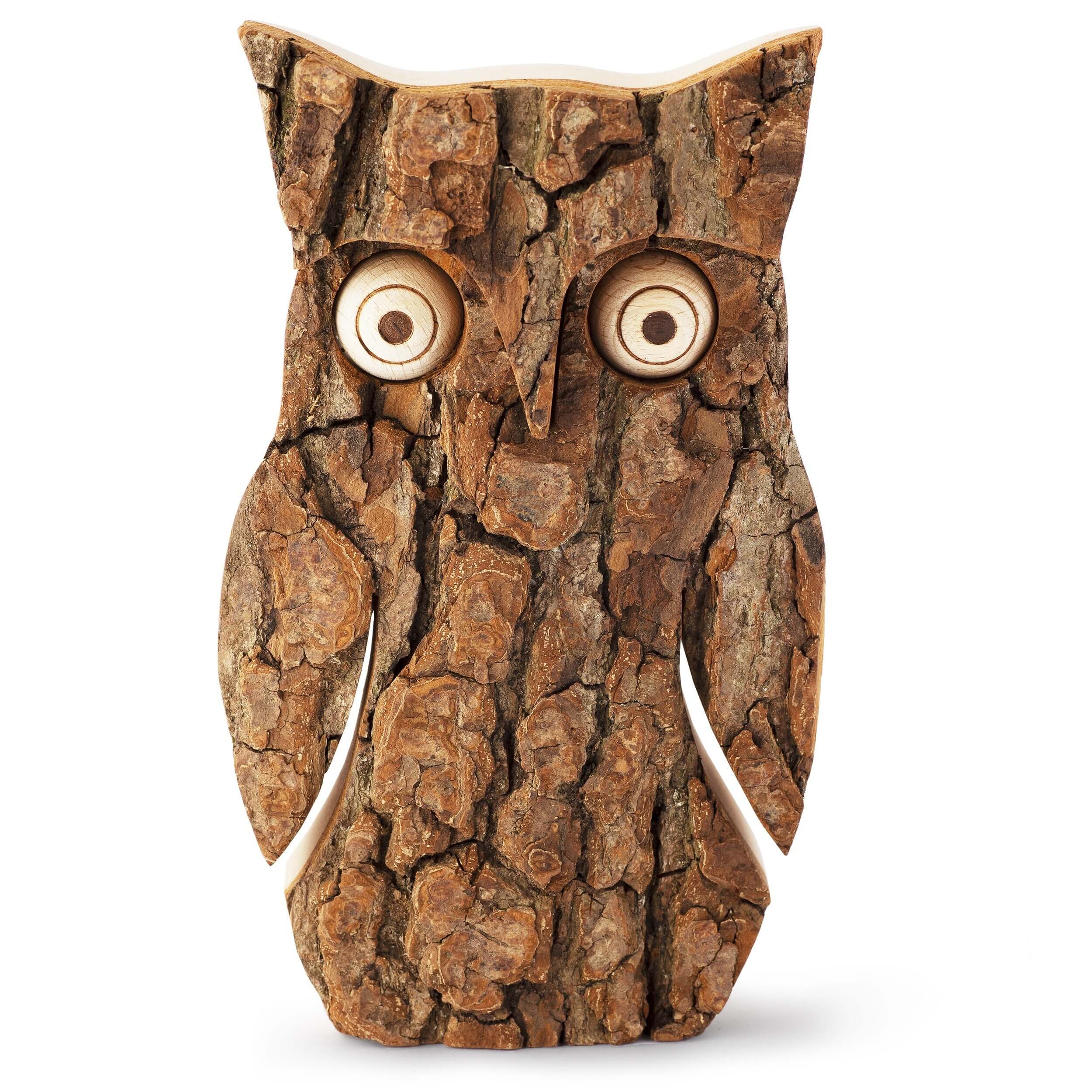 Wooden Large Owl Figurine