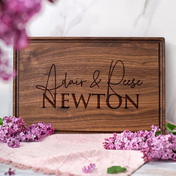Wooden cutting board as a kitchen decor wedding present