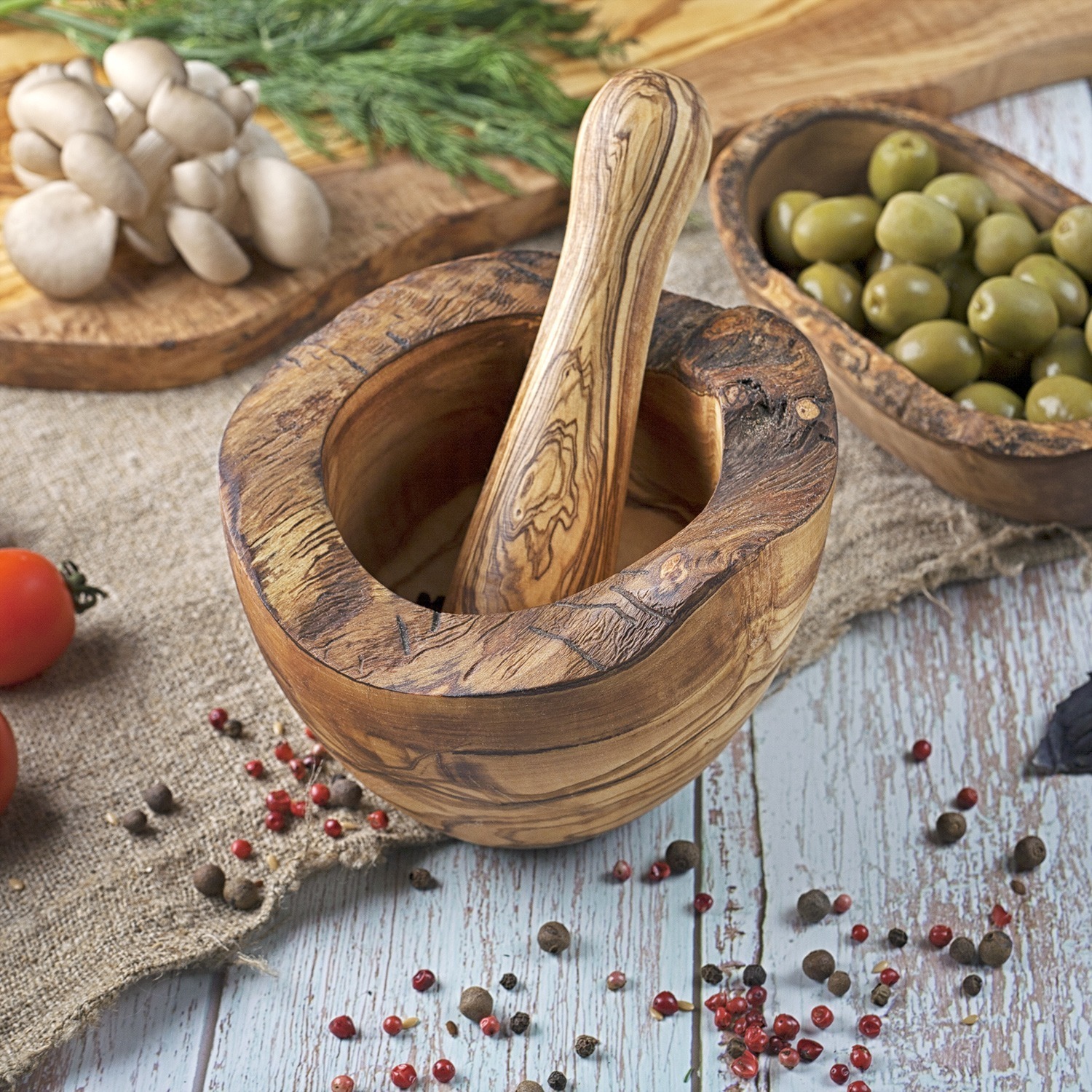 Wood Mortar and Pestle from Forest Decor