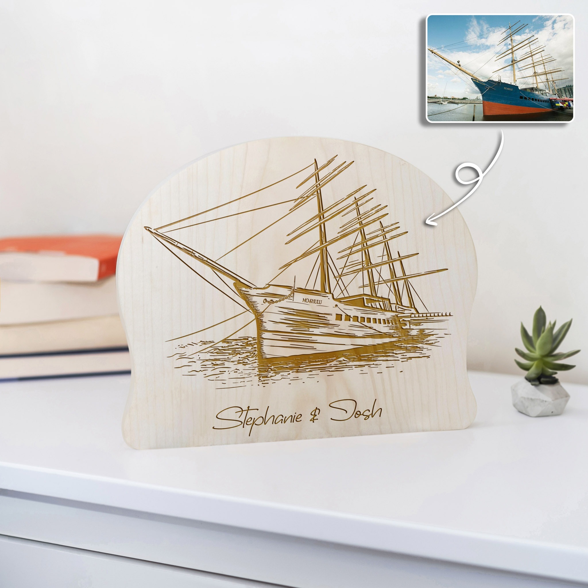 Custom Engraved Pet Portrait Maple Plaque