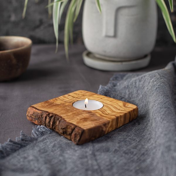 Live Edge Olive Wood Candle Holder