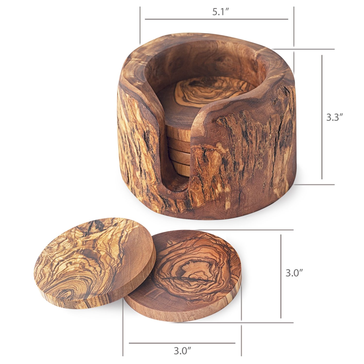 Wooden Coasters With Log Holder