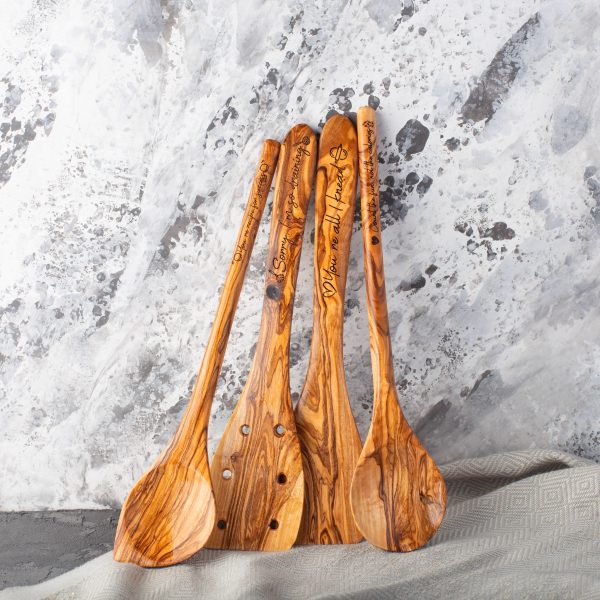 Set of 4 Personalized Wooden Kitchen Utensils