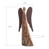 Wooden Angel Figurine with Metal Wings
