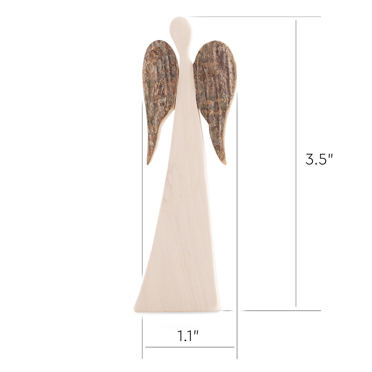 Rustic Wooden Angel Figurine - X-Small