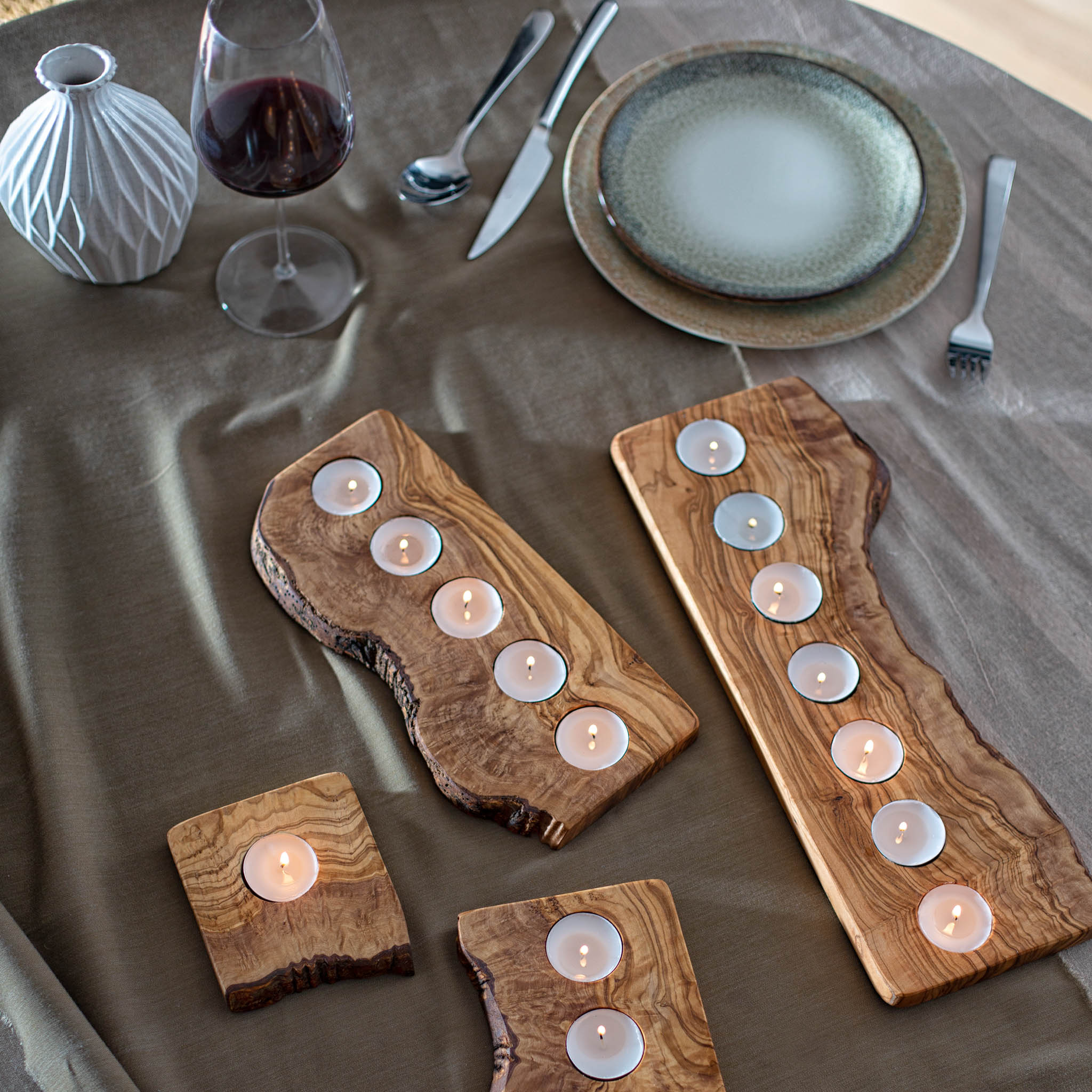 Live Edge Olive Wood Candle Holder