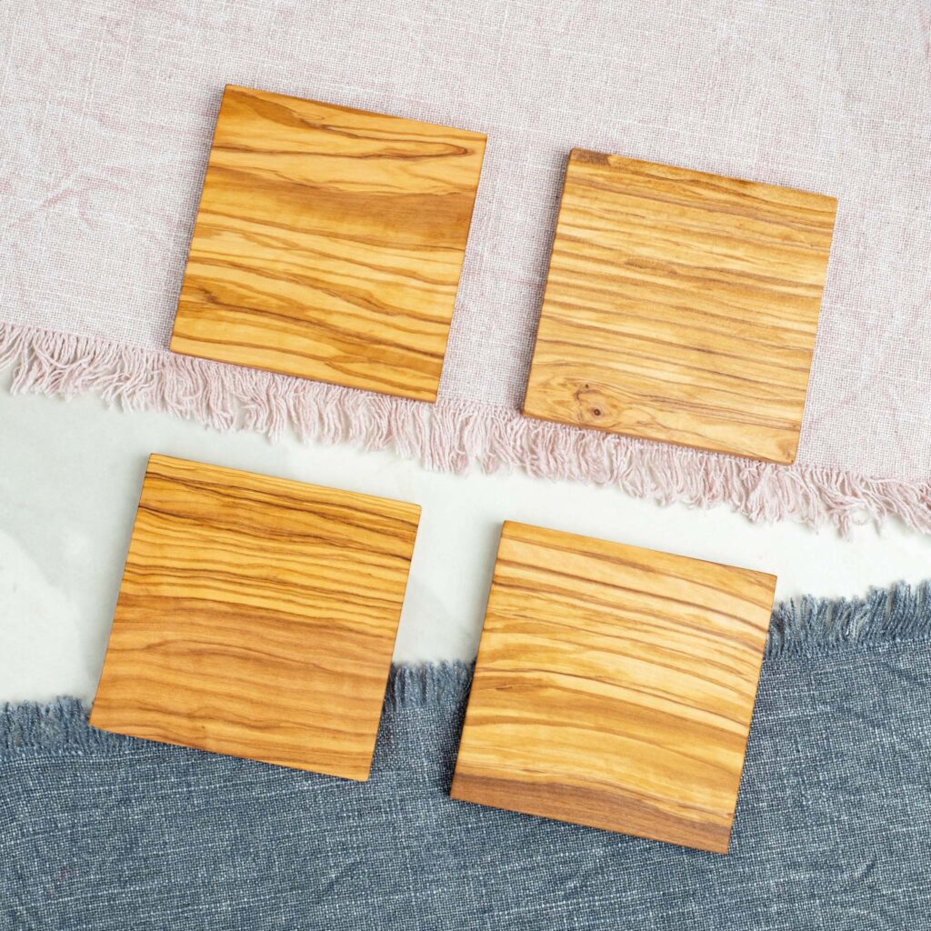 Olive Wood Coasters Set - Square (Set of 4)