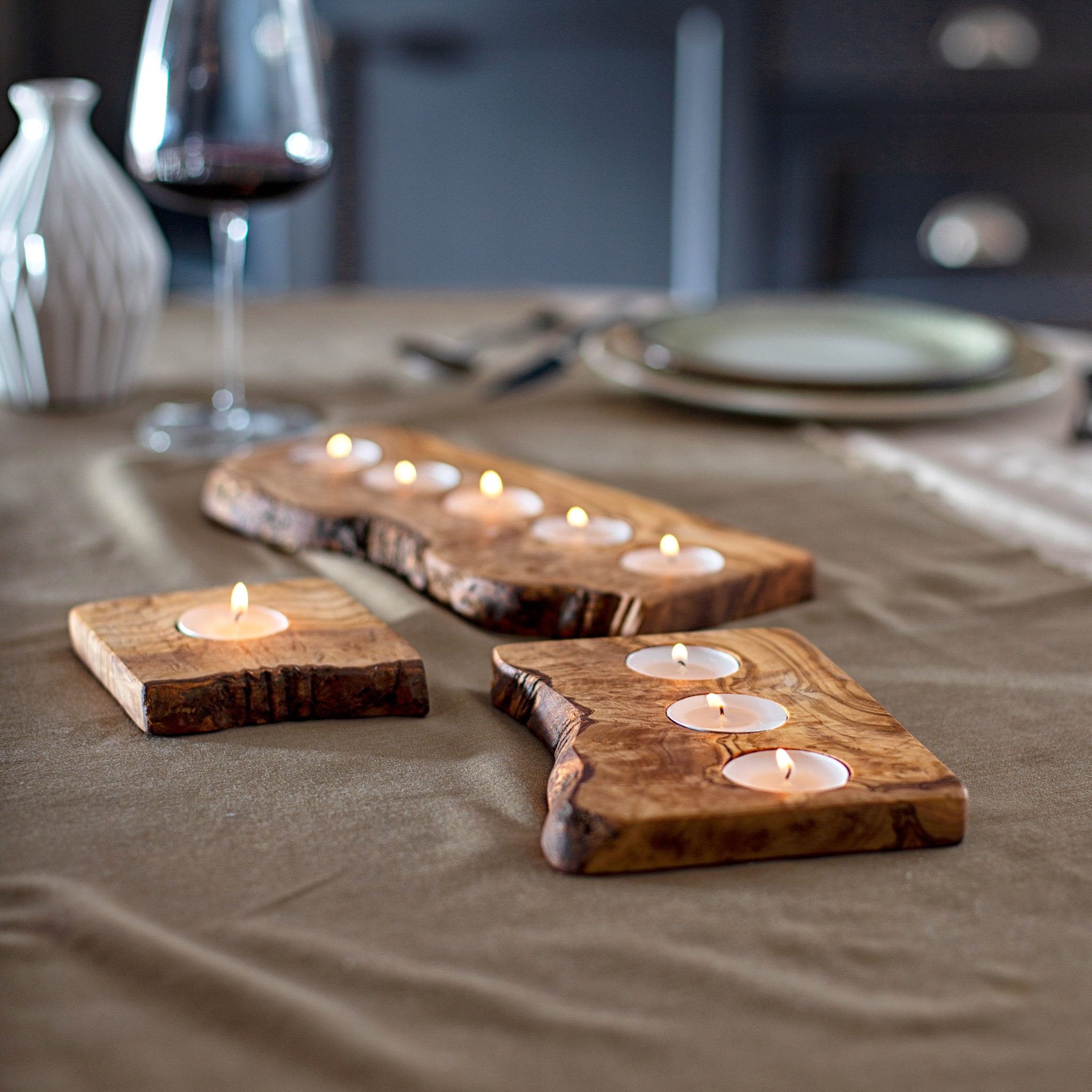 Live Edge Olive Wood Candle Holder