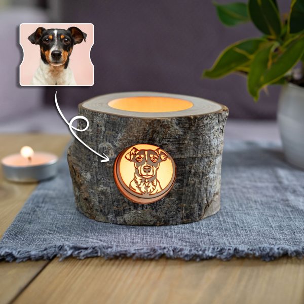 Personalized Rustic Memorial Candle Holder with Bark