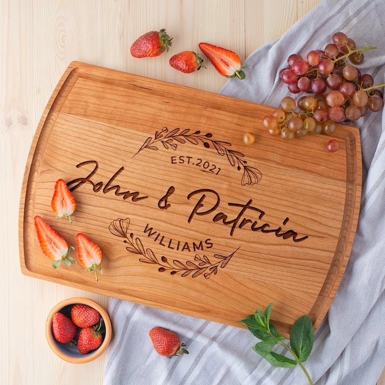 Personalized cutting board gift for the bride