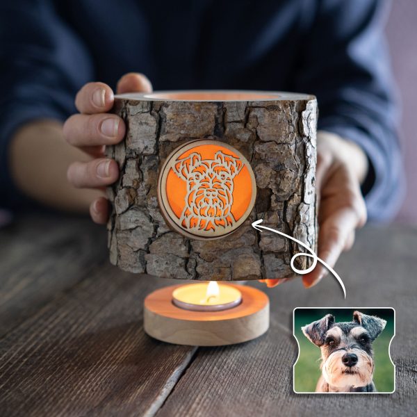 Personalized Rustic Memorial Candle Holder with Bark