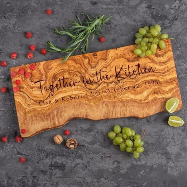 Customized live edge cheese and meat platter with engraving