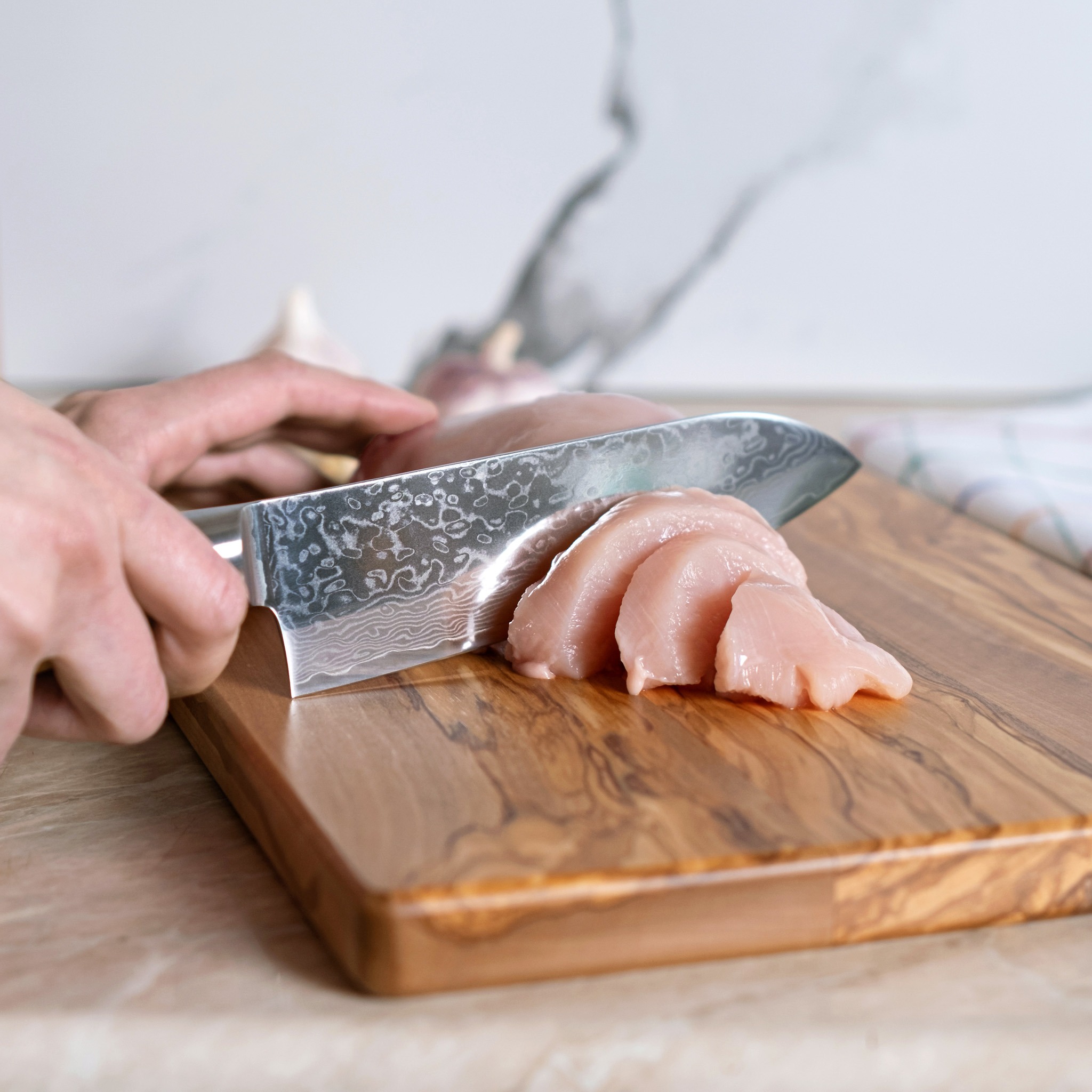 5-Piece Damascus Steel Knife Set with Olive Wood Handles