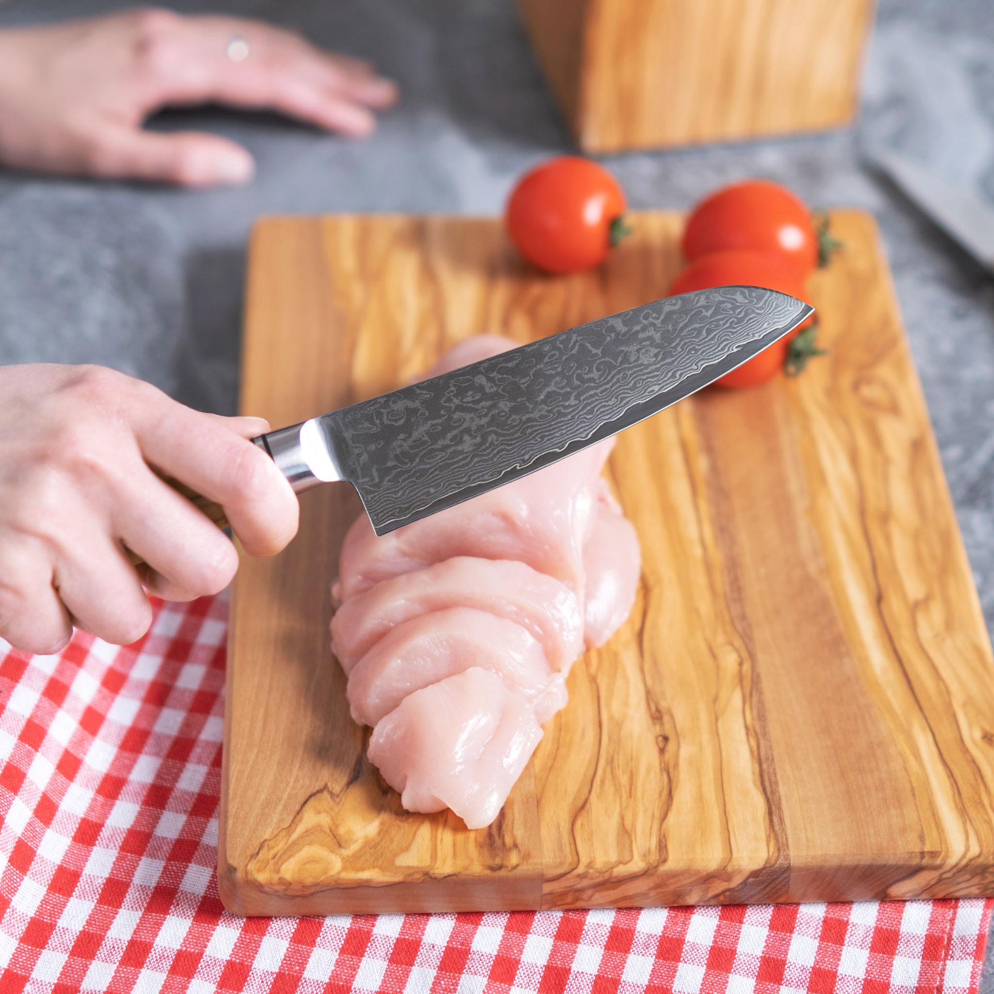 5-Piece Damascus Steel Knife Set with Olive Wood Handles