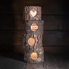 Personalized Rustic Memorial Candle Holder with Bark