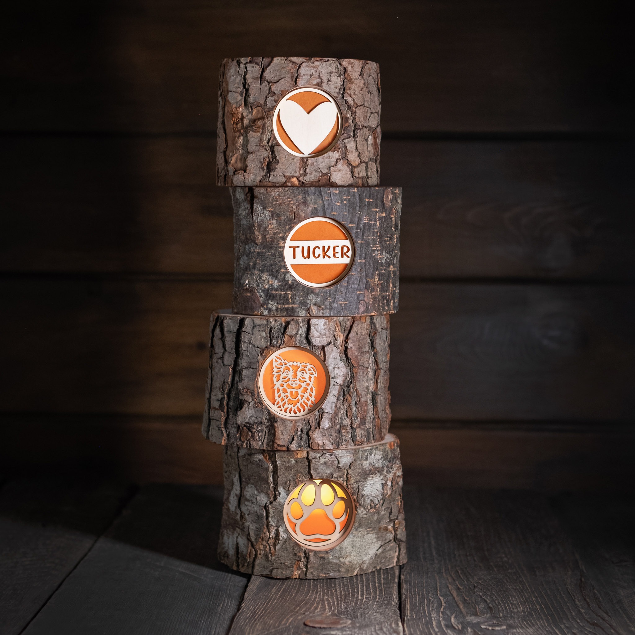 Personalized Rustic Memorial Candle Holder with Bark