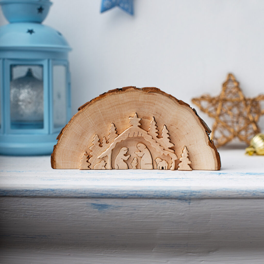 Forest Decor Wood Nativity Scene