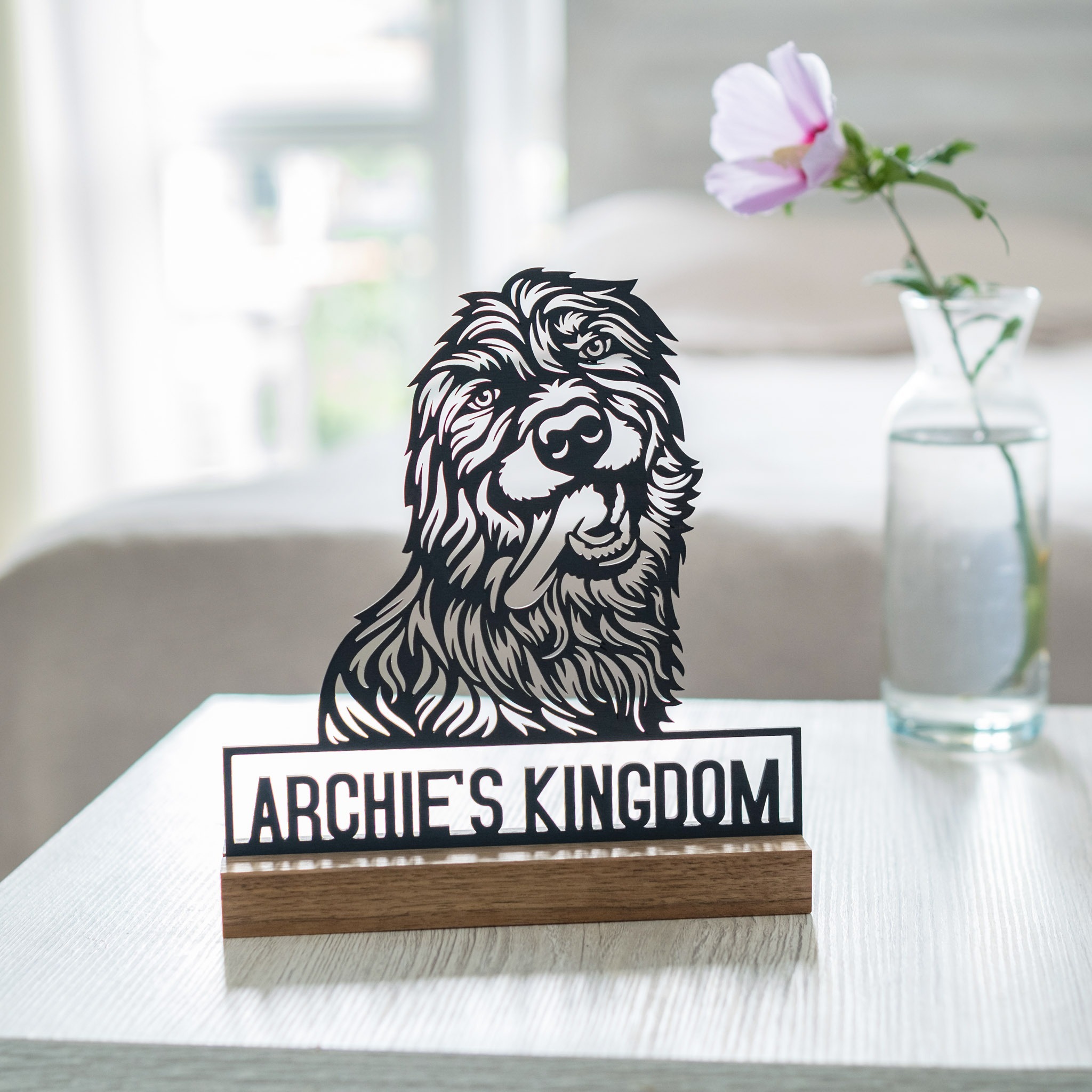 Custom Wooden Dog Ornament with Pet Name or Phrase
