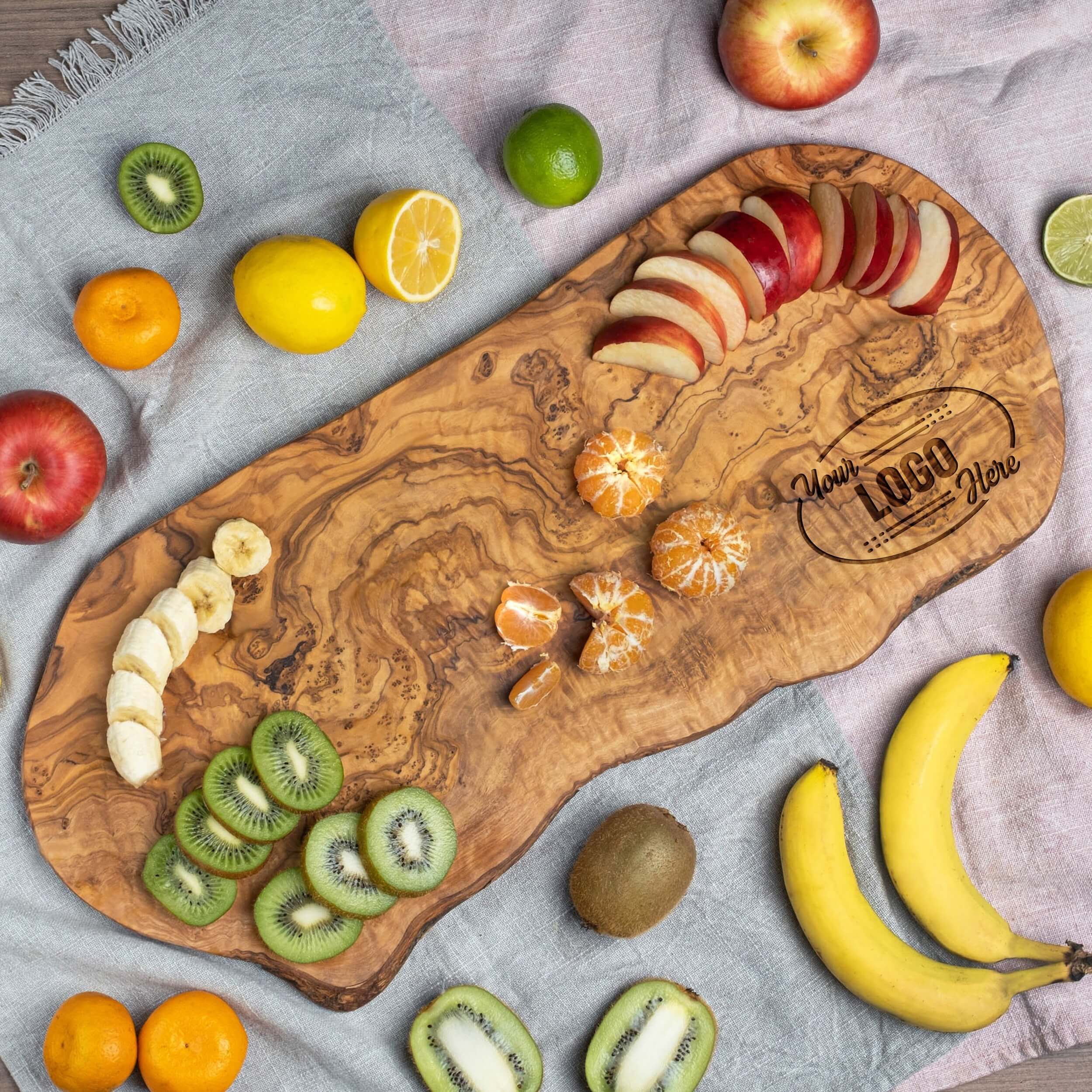 Your Own Logo Engraved - Oval Olive Wood Charcuterie Board