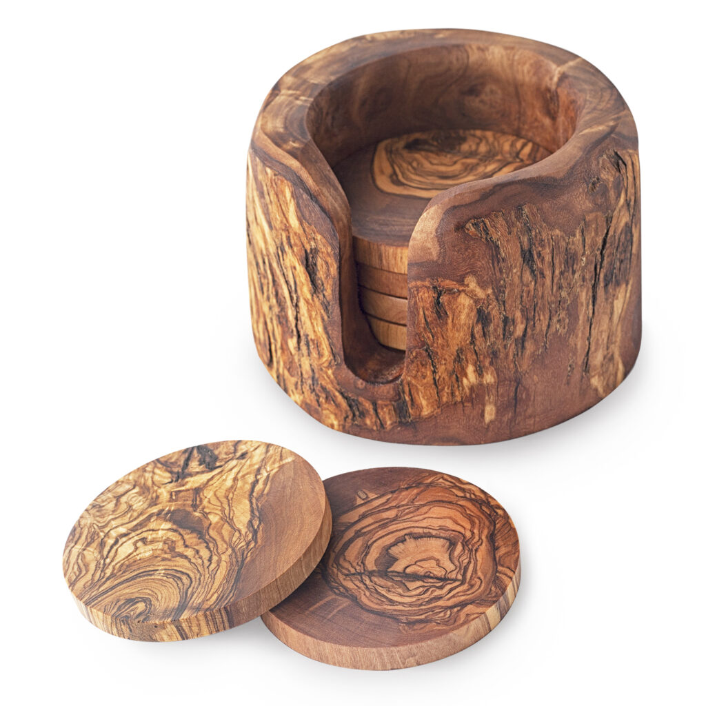 round Wooden Coasters with holder