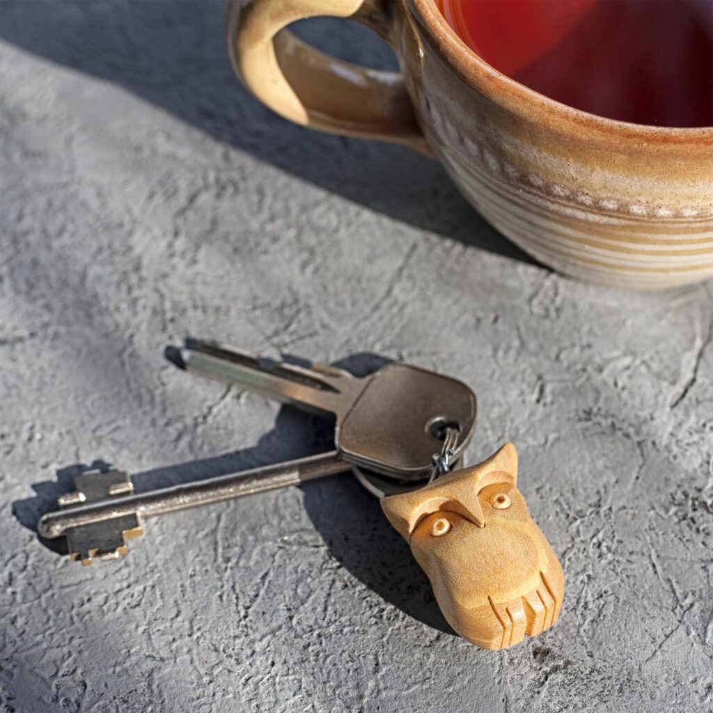 Wood Owl Keychain