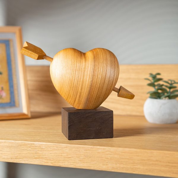 Wooden Heart with Arrow on Stand