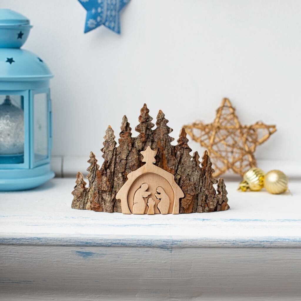Wood Rustic Nativity Scene