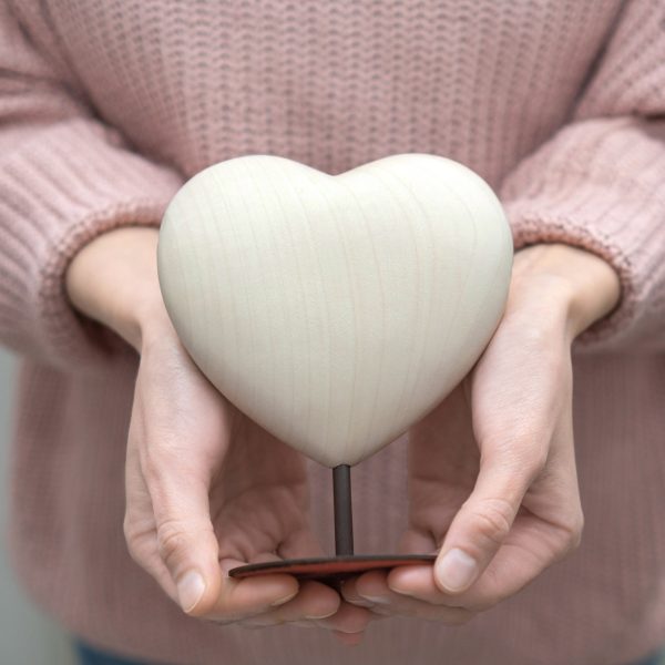 Handcrafted Wooden Heart on Metal Stand