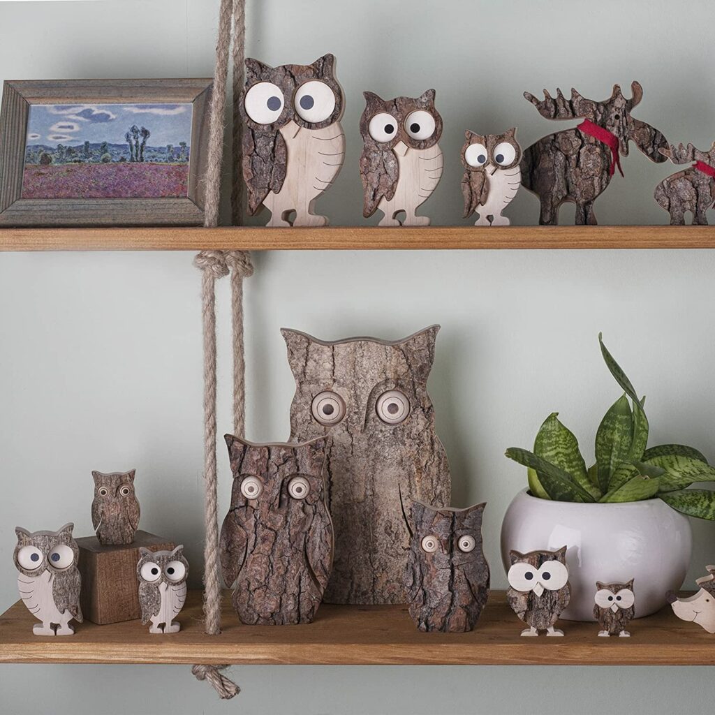 Wood Owl Figurines