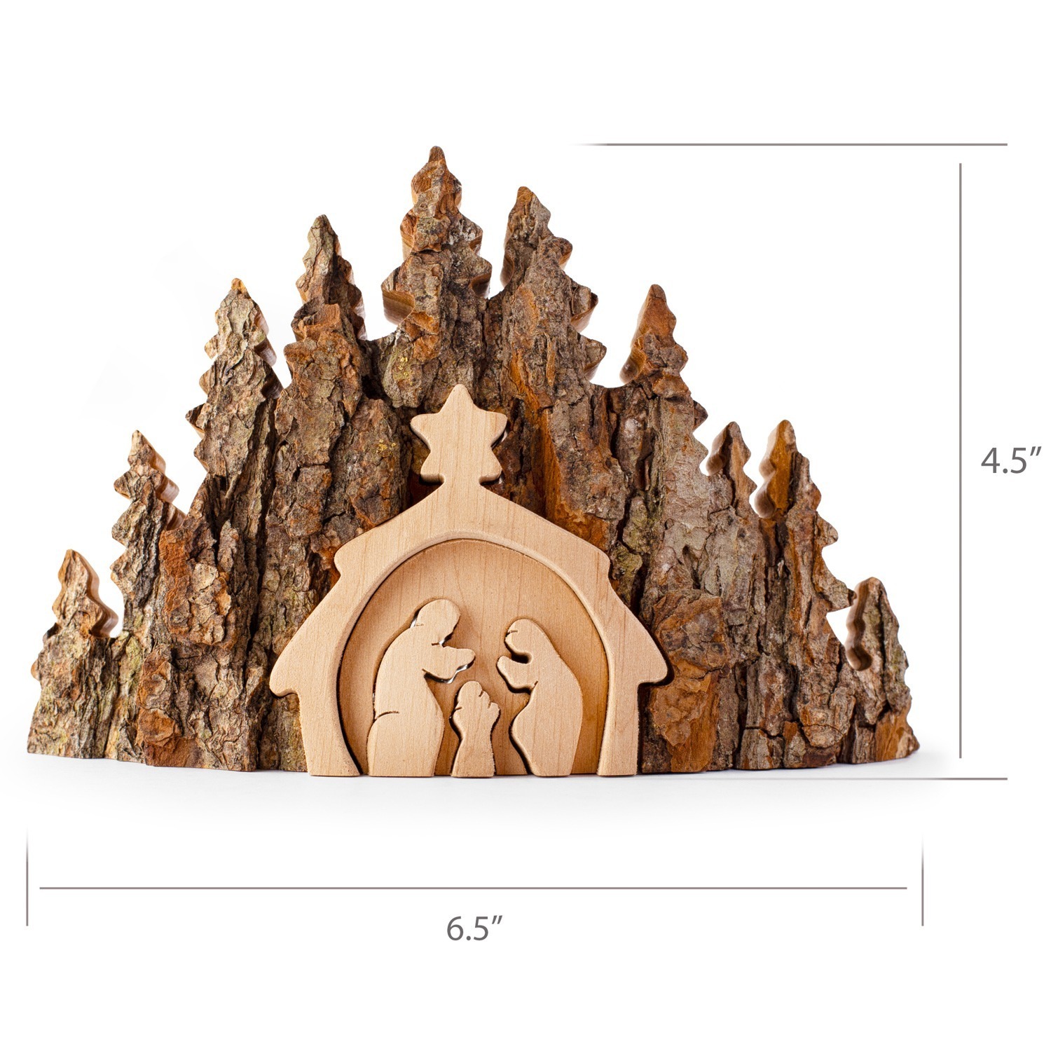 Rustic Nativity Scene Handmade Made with Bark