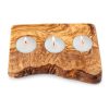 Live Edge Olive Wood Candle Holder for 3 Tealight Candles