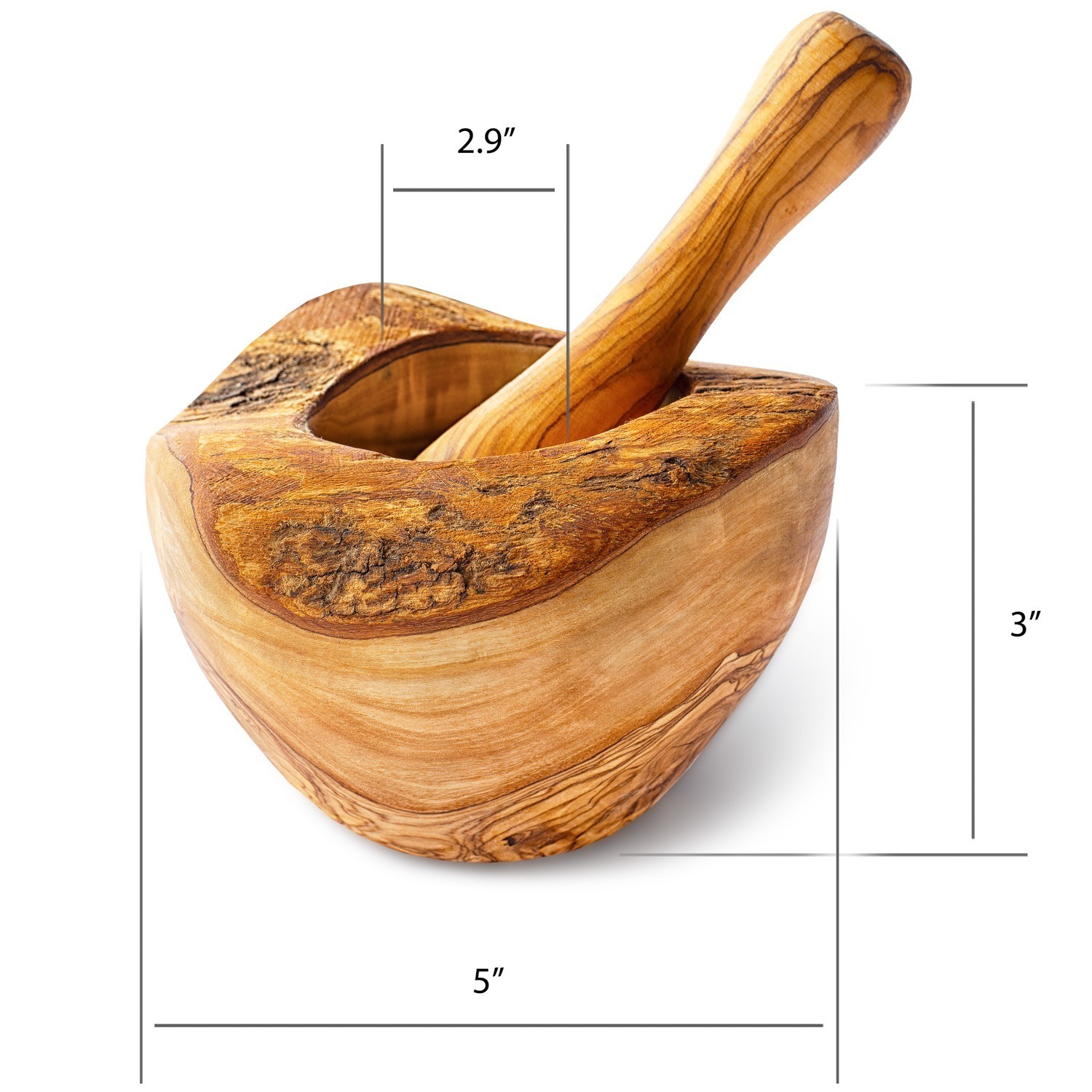 Olive wood Mortar and Pestle Set