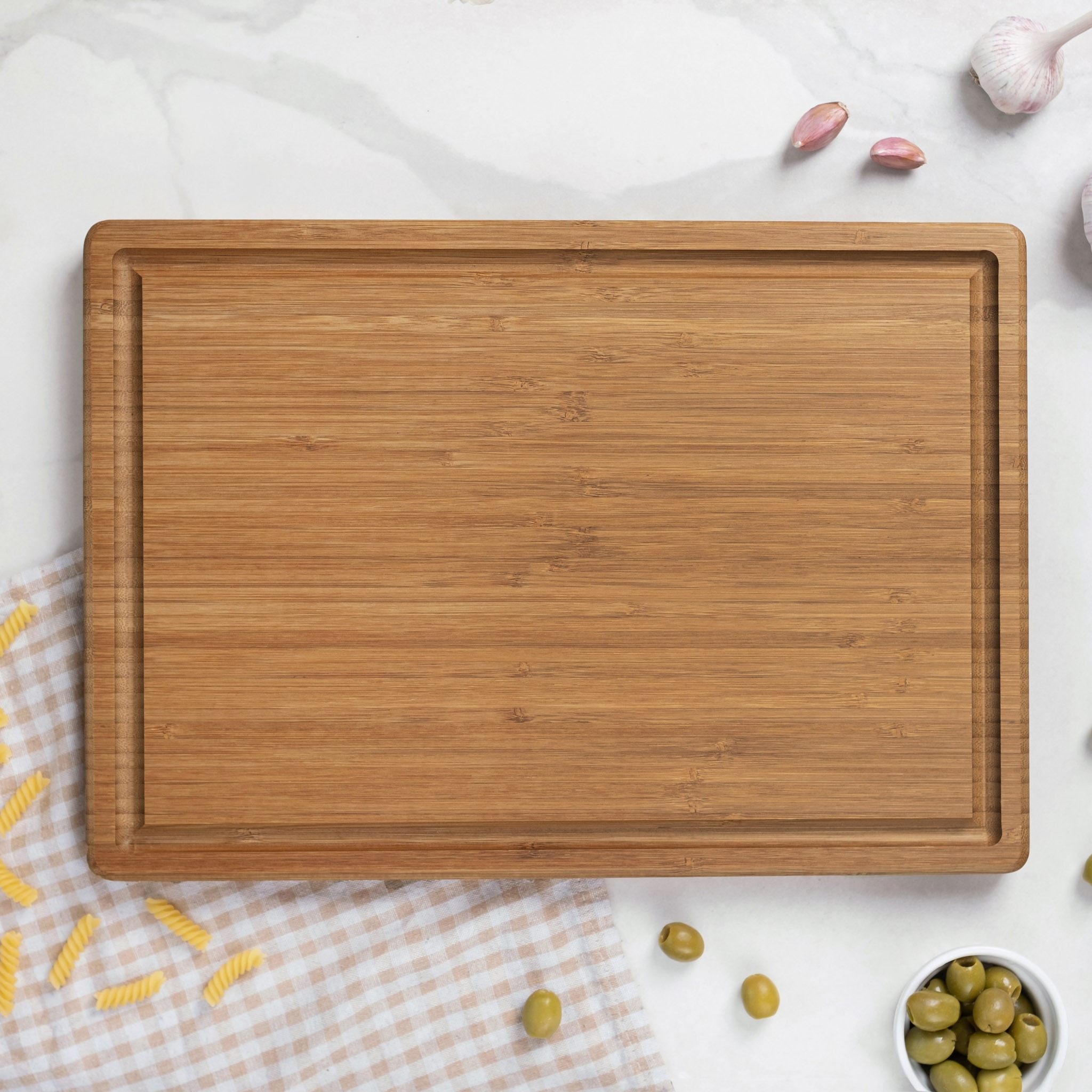 Bamboo Cutting Board with Juice Grooves (Light Color)