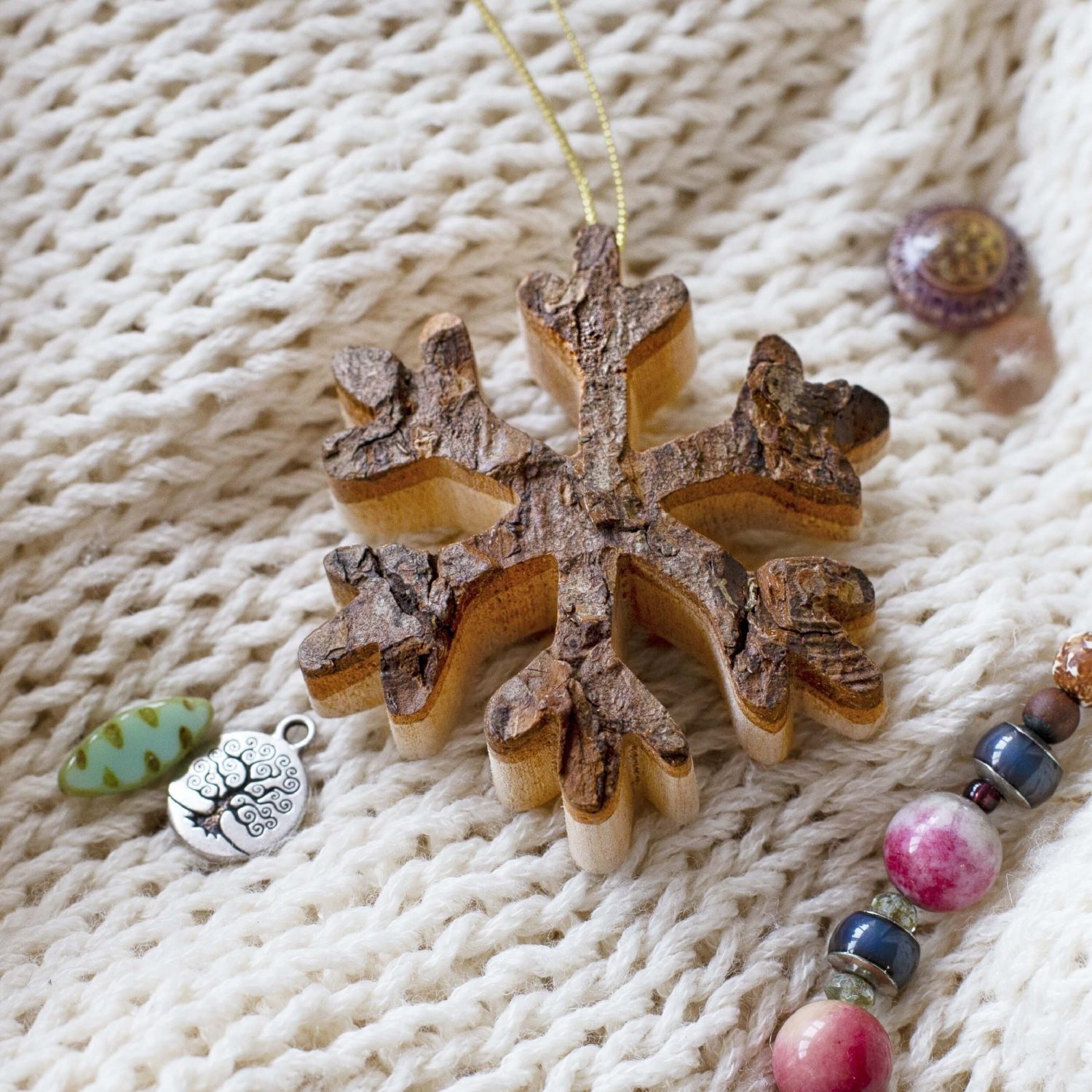 Wood Christmas Tree Ornament – Snowflake