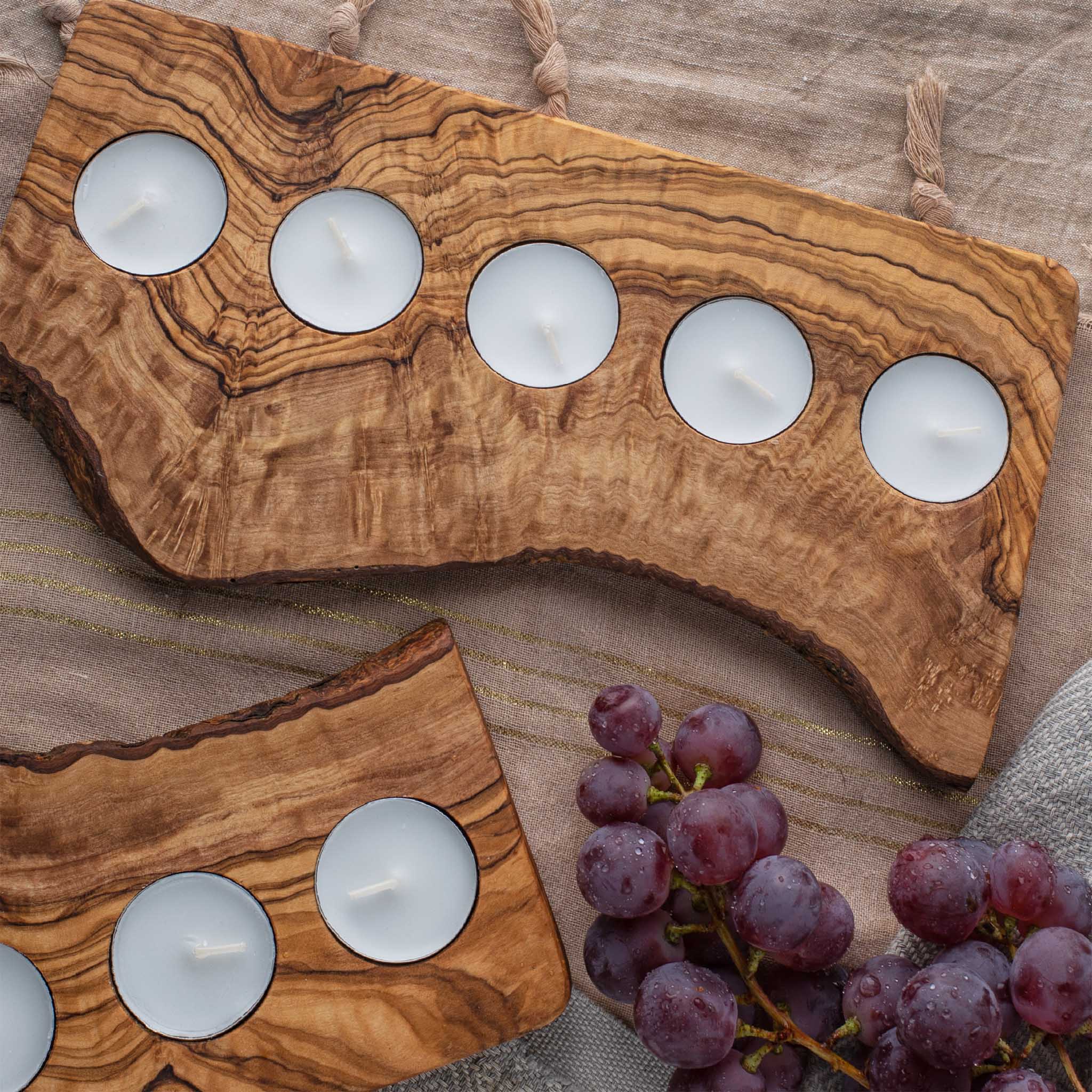 Live Edge Olive Wood Candle Holder