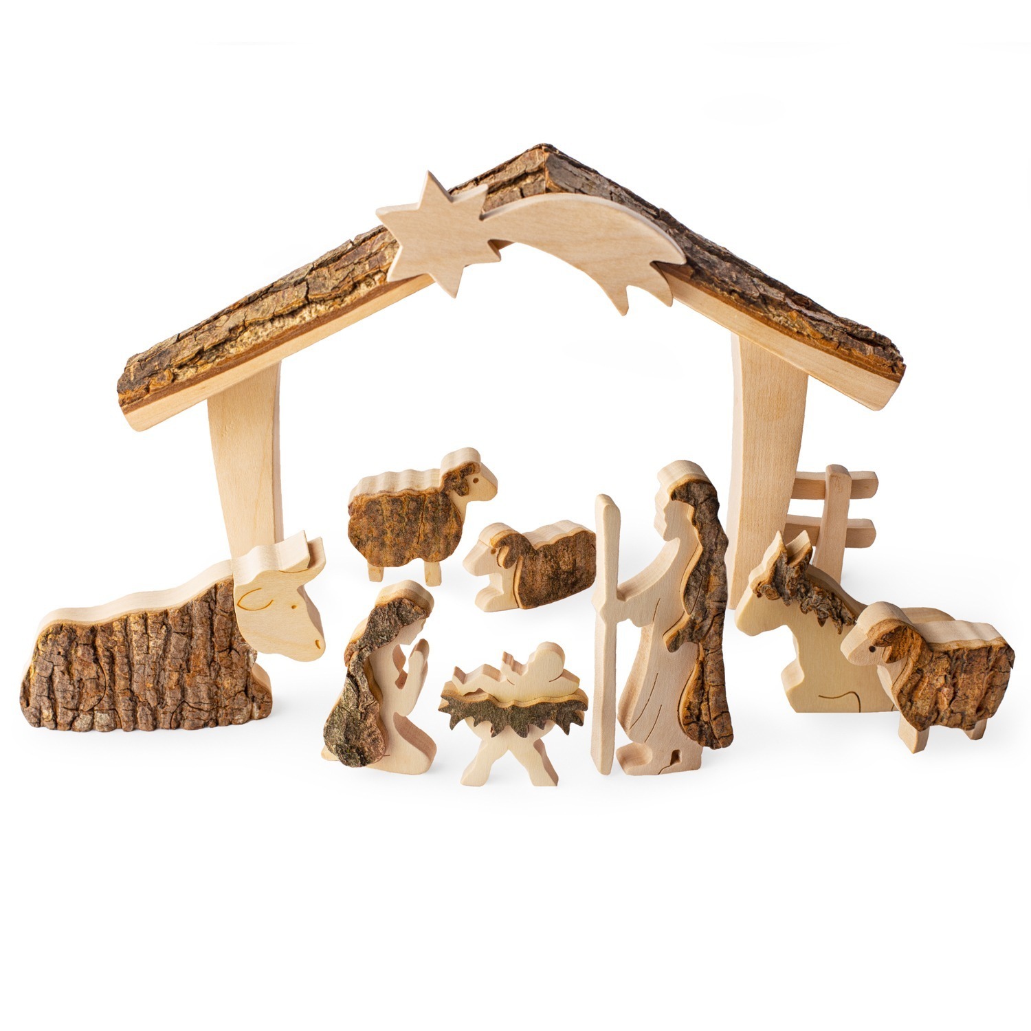 Forest Decor Wood Christmas Nativity Scene