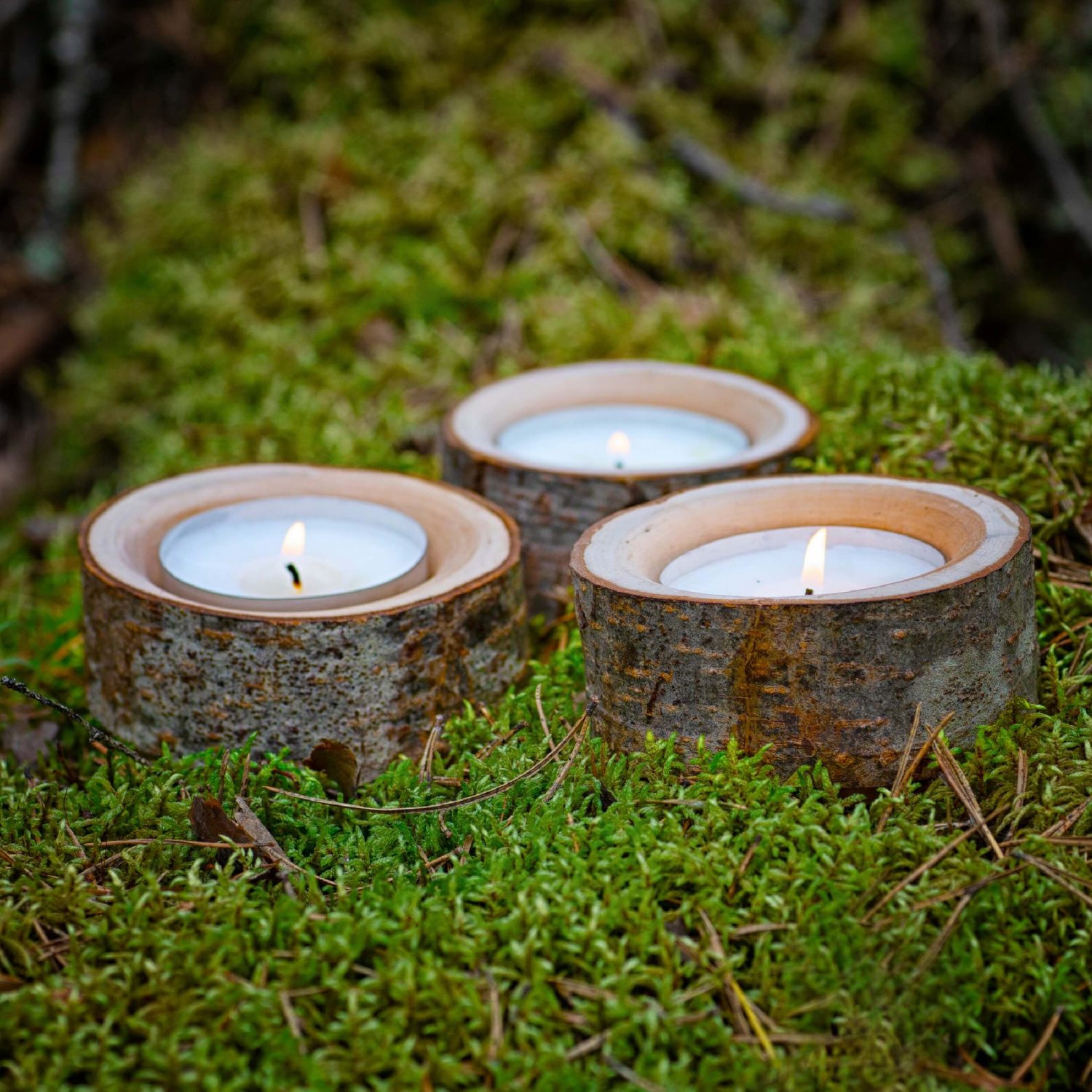 Wood Tealight Candle Holder Set