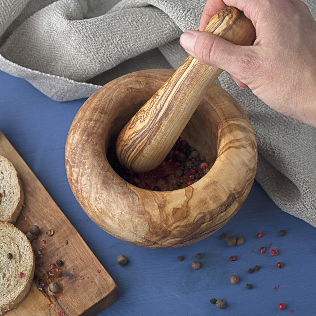 Olive Wood Mortar and Pestle (2 Pc. Set)